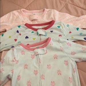 3 footed fleece zippered sleepers. GUC